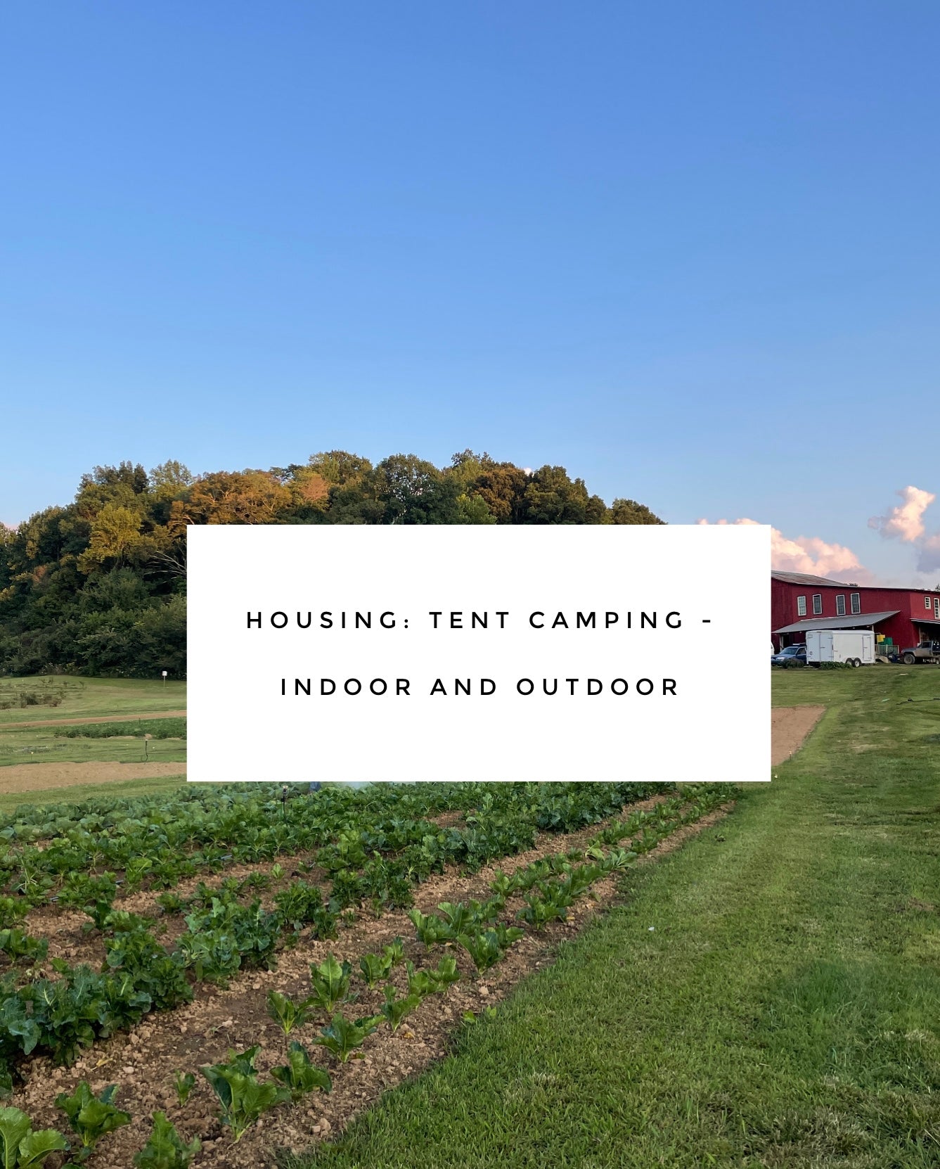 Camping Sites (Tents only)  Intro to Market Gardening - September 2-6, 2024